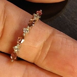 HAND FACETED,🔥 PINK TOURMALINE AND ZIRCON. GORGEOUS STERLING RING. SIZE- 9